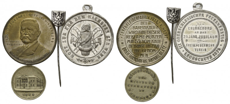 SCHLESIEN, Tragb. Zinnmed. 1879 Leobschütz des III.Oberschlesischer Feuerwehrtag...
