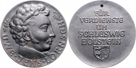 SCHLESWIG-HOLSTEIN, Eisengussmed. o.J. für Verdienste um Schleswig-Holstein. Büste Uwe Jens Lornnsen r. Rs.5 Zeilen Schrift über Wappen von Schleswig-...