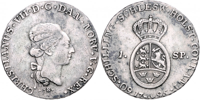 SCHLESWIG-HOLSTEIN, Christian VII. von Dänemark, 1766-1808, Speciestaler 1795 MF...