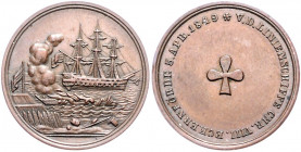 SCHLESWIG-HOLSTEIN, Zeit der Erhebung, 1848-1851, Br.-Whistmarke 1849 a.d. Seegefecht bei Eckernförde. Rechts die Fregatte Gefion, davor das brennende...
