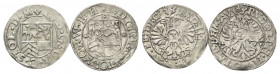 STOLBERG-ORTENBERG, Ludwig Georg, 1572-1618, Lot von 2 Stk. 3 Kreuzer o.J., Ortenberg. Mit Titel Rudolph II. 2 Var. Gesamtgewicht:3,44g.
2 Stk., ss
...