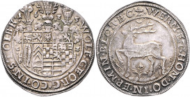 STOLBERG-STOLBERG, Wolfgang Georg, 1615-1631, Reichstaler 1625, Stolberg.
selten i.d.Erhaltung, schöne Patina, l.dez., vz
Dav.7778; Fried.972