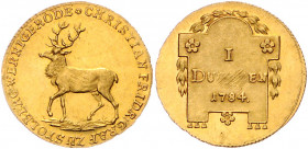 STOLBERG-WERNIGERODE, Christian Friedrich, 1778-1824, Dukat 1784, Stolberg. 3,47g.
GOLD, just., vz
Frbg.3362; Frieder.1421