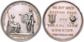 WÜRTTEMBERG, Wilhelm I., 1816-1864, Silber-Gedenkmed. 1824 von P. Hirsch a.d 2.Geburtstag des Kronprinzen Karl. Minerva sitzend mit Knabe neben stehen...