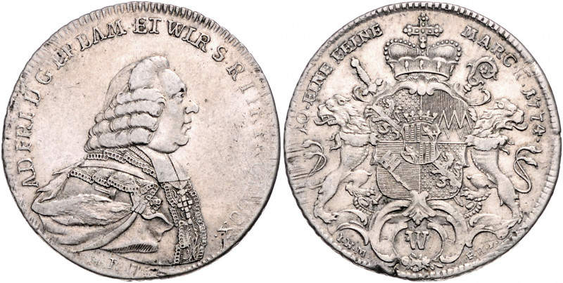 WÜRZBURG, BISTUM, Adam Friedrich von Seinsheim, 1755-1779, Konventionstaler 1774...