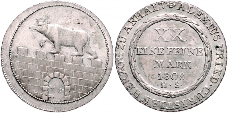 ANHALT-BERNBURG, Alexius Friedrich Christian, 1796-1834, Gulden 1808 HS.
f.vz
...