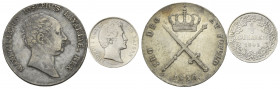 BAYERN, Maximilian I. Joseph, 1806-1825, Kronentaler 1810. DAZU:1/2 Gulden 1845.
2 Stk., ss
AKS 44; T.44