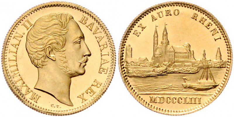 BAYERN, Maximilian II., 1848-1864, Rheingolddukat 1853, München. 3,50g. EX AURO ...