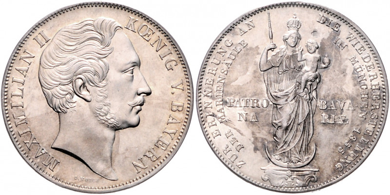 *BAYERN, Maximilian II., 1848-1864, Doppelgulden 1855. Mariensäule in München.
...