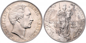 *BAYERN, Maximilian II., 1848-1864, Doppelgulden 1855. Mariensäule in München.
kl.Kr., vz/st
AKS 168; T.97; Dav.604