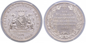 BREMEN, Freie Hansestadt, Taler 1863. 50 Jahre Befreiung Deutschlands.
PCGS MS63
AKS 14; T.124; Dav.626