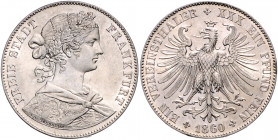 FRANKFURT, Freie Stadt, 1815-1866, Vereinstaler 1860.
Rdf., vz-st
AKS 8; T.142; Dav.649