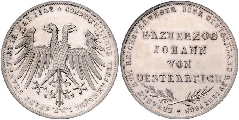 FRANKFURT, Freie Stadt, 1815-1866, Doppelgulden 1848. Erzherzog Johann von Öster...