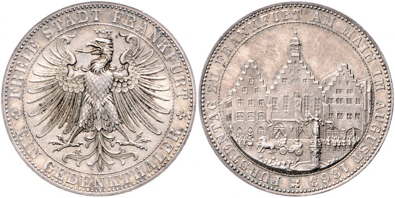 FRANKFURT, Freie Stadt, 1815-1866, Vereinstaler 1863. Fürstentag.
vz+
AKS 45; ...