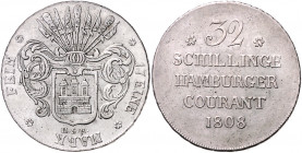 HAMBURG, Freie und Hansestadt, 32 Schilling 1808 HSK. Sog. Franzosen-Doppelmark.
ss-vz
AKS 12; J.38