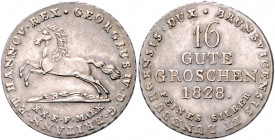 HANNOVER, Georg IV., 1820-1830, 16 Gute Groschen 1828. Feinsilber.
ss-vz
AKS 38; J.23h