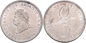 HANNOVER, Georg IV., 1820-1830, Gulden =2/3 Taler 1828 B.
l.just., f.vz
AKS 40; J.25a