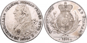 HOHENZOLLERN-HECHINGEN, Hermann Friedrich Otto, 1798-1810, Konventionstaler 1804. Mit kl. Signatur W auf der Vs.
l.Patina, vz-st
AKS 1; T.203; Dav.7...
