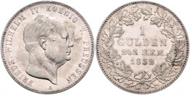 HOHENZOLLERN-SIGMARINGEN, Friedrich Wilhelm IV. von Preussen, 1849-1861, Gulden 1852 A.
winz. Rdf., ss-vz
AKS 20; J.23
