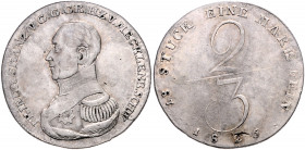 MECKLENBURG-SCHWERIN, Friedrich Franz I., 1785-1837, 2/3 Taler 1826.
kl.Sf. Rs., ss
AKS 10; J.26a