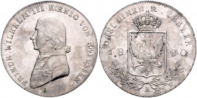 PREUSSEN, Friedrich Wilhelm III., 1797-1840, 1/3 Taler 1800 A.
l.prägeschw., vz+
AKS 20; J.28