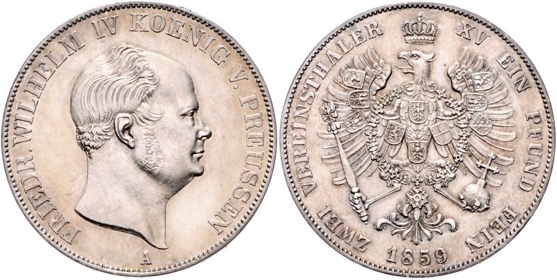 PREUSSEN, Friedrich Wilhelm IV., 1840-1861, Vereinsdoppeltaler 1859 A.
schöne P...