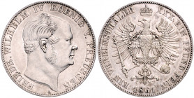 *PREUSSEN, Friedrich Wilhelm IV., 1840-1861, Vereinstaler 1861 A. Sterbetaler.
winz.Kr., vz-st/Erstabschlag
AKS 78; T.262; Dav.775