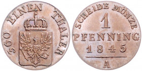 PREUSSEN, Friedrich Wilhelm IV., 1840-1861, Pfennig 1845 A.
f.st
AKS 92; J.46