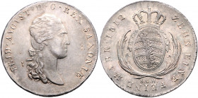 SACHSEN, Friedrich August I., 1806-1827, Konventionstaler 1812 SGH. Napoleonrand.
vz-st
AKS 12; T.292; Dav.854