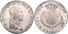 SACHSEN, Friedrich August I., 1806-1827, Konventionstaler 1812 SGH. Napoleonrand.
schöne Tönung, vz-st/f.st
AKS 12; T.292; Dav.854