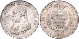 SACHSEN, Friedrich August I., 1806-1827, Konventionstaler 1823 IGS.
vz
AKS 24; T.300; Dav.859