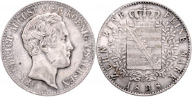 SACHSEN, Friedrich August II., 1836-1854, Konventionstaler 1838 G.
Sf.a.Rd., ss
AKS 97; T.319; Dav.872A; J.74