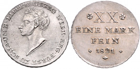 *SCHAUMBURG-LIPPE, Georg Wilhelm, 1807-1860, 1/2 Konventionstaler 1821.
Vs.rauher Schrötl., vz
AKS 6; J.5