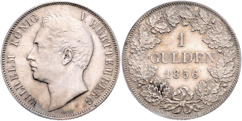 WÜRTTEMBERG, Wilhelm I., 1816-1864, Gulden 1856.
ss-vz
AKS 85; J.70