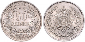 KLEINMÜNZEN, 50 Pfennig 1877 B.
Prachtex., st
J.8