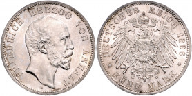 ANHALT, Friedrich I., 1871-1904, 5 Mark 1896 A.
vz/st
J.21