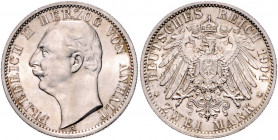 ANHALT, Friedrich II., 1904-1918, 2 Mark 1904 A. Regierungsantritt.
st
J.22