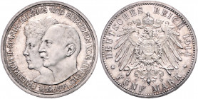 ANHALT, Friedrich II., 1904-1918, 5 Mark 1914 A. Silberhochzeit.
st
J.25
