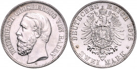 BADEN, Friedrich I., 1856-1907, 2 Mark 1876 G.
vz
J.26