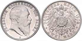 BADEN, Friedrich I., 1856-1907, 2 Mark 1902 G.
vz
J.32