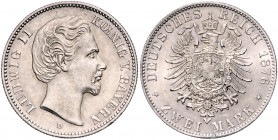 BAYERN, Ludwig II., 1864-1886, 2 Mark 1876 D.
vz+
J.41