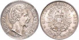 BAYERN, Ludwig II., 1864-1886, 2 Mark 1876 D.
vz/f.st
J.41
