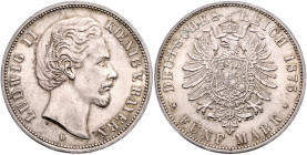 BAYERN, Ludwig II., 1864-1886, 5 Mark 1875 D.
ss
J.42