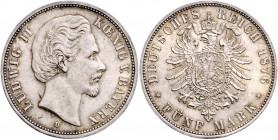BAYERN, Ludwig II., 1864-1886, 5 Mark 1876 D.
ss+
J.42