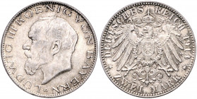 BAYERN, Ludwig III., 1913-1918, 2 Mark 1914 D.
vz-st
J.51