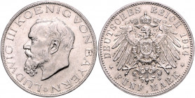 BAYERN, Ludwig III., 1913-1918, 5 Mark 1914 D.
vz
J.53
