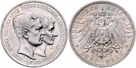BRAUNSCHWEIG-LÜNEBURG, Ernst August, 1913-1918, 3 Mark 1915 A. Regierungsantritt. Mit Lüneburg.
f.st
J.57
