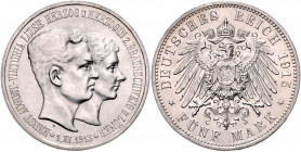 BRAUNSCHWEIG-LÜNEBURG, Ernst August, 1913-1918, 5 Mark 1915 A. Regierungsantritt. Mit Lüneburg.
vz+
J.58