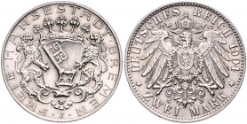 BREMEN, Freie Hansestadt, 2 Mark 1904 J.
vz/st
J.59