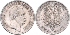 HESSEN, Ludwig III., 1848-1877, 2 Mark 1877 H.
ss+
J.66